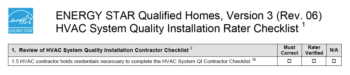 HVAC Contractor Holds Credentials Necessary to Complete the HVAC System QI Contractor Checklist HVAC Contractor Holds Credentials Necessary to Complete the HVAC System QI Contractor Checklist