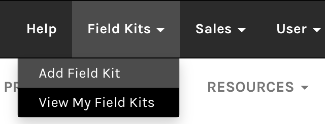 Screenshot: Field Kit navigation.