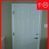 There is visible light around the door because no weather stripping has been installed