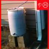Rain barrel installed without an overflow spout that terminates away from foundation