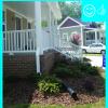 The downspout pipe is far enough away from the foundation to prevent moisture problems
