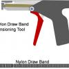 A nylon draw band and tensioning tool are used to secure the inner liner of the pre-insulated flexible duct