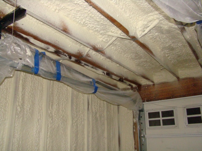 Walls and ceilings shared by the garage and living space must be air sealed and insulated.