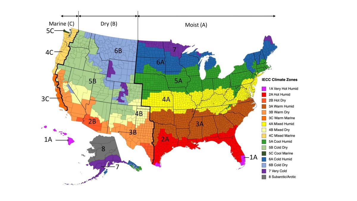 ICC Climate Zone Map used in IRC and IECC version 2021 