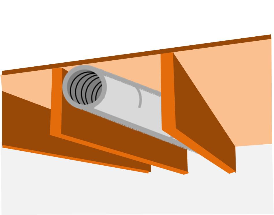 floor joist cavity used as duct chase