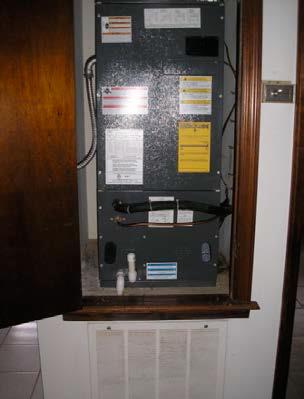 A door jamb and partial door are installed on the air handler closet.