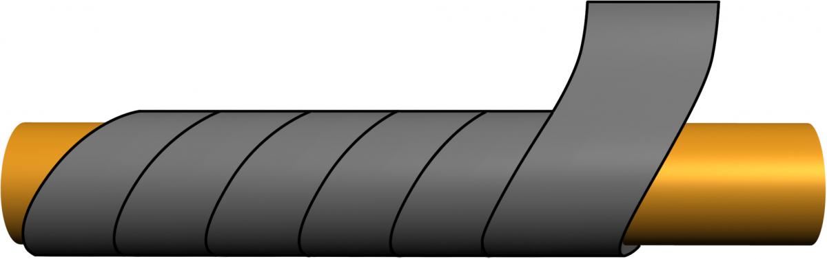 Wrap insulation around pipe in a spiral