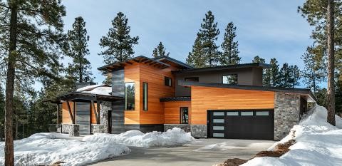 "This home in Durango, Colorado, was built to DOE Zero Energy Ready Home criteria and includes durable stone, fibercement, and wood siding and metal roofing"