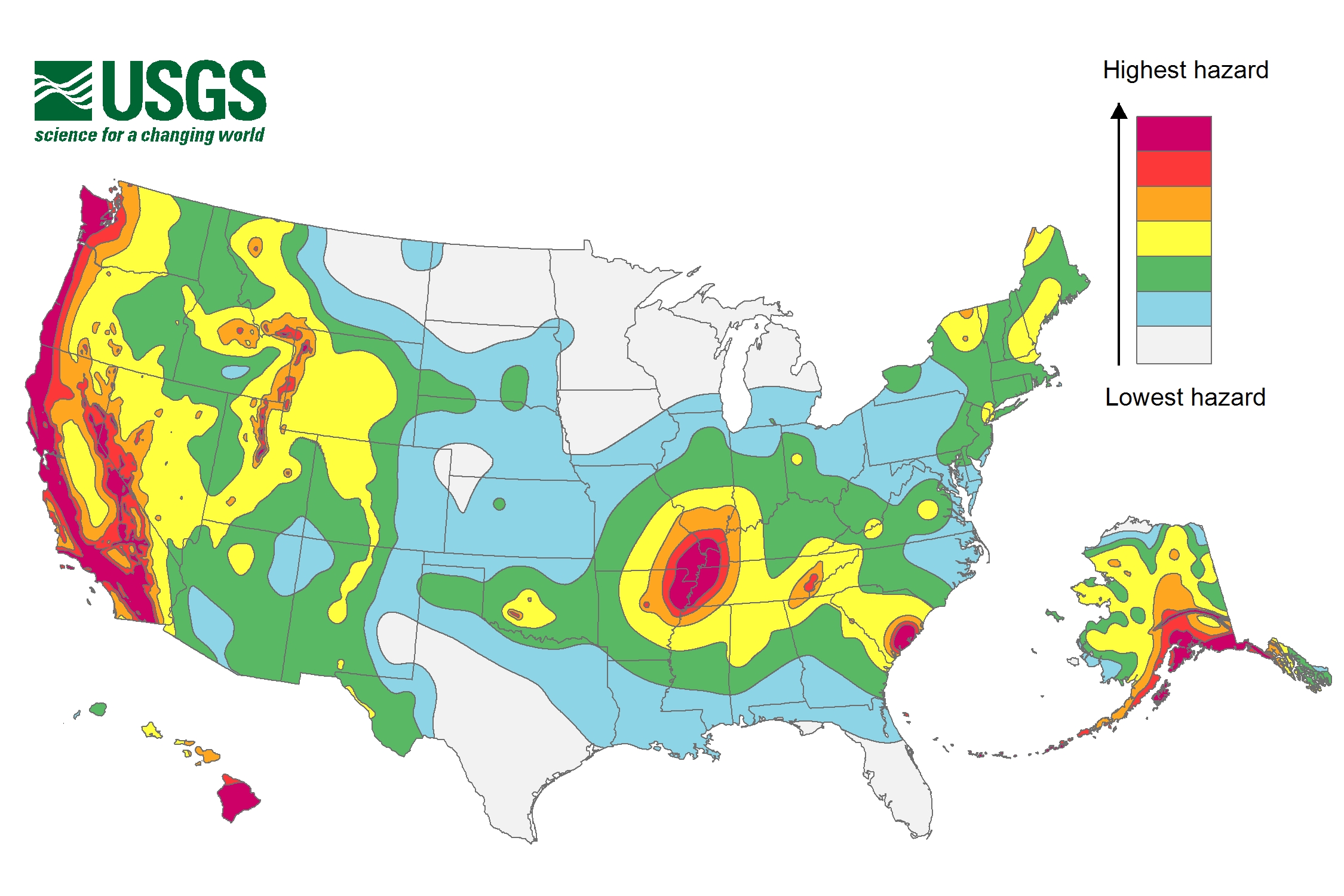 Seismic map of the 2018 International Residential Code adapted by FEMA to show Seismic Design Categories in color 