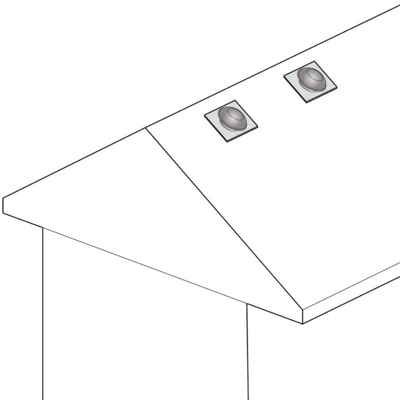 Right – Button vents work in conjunction with soffit vents to provide ventilation to a vented attic.