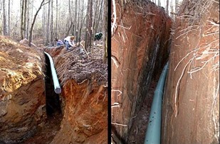This experimental earth tube is 220 ft long, 8 inches in diameter, and is buried 10 feet deep
