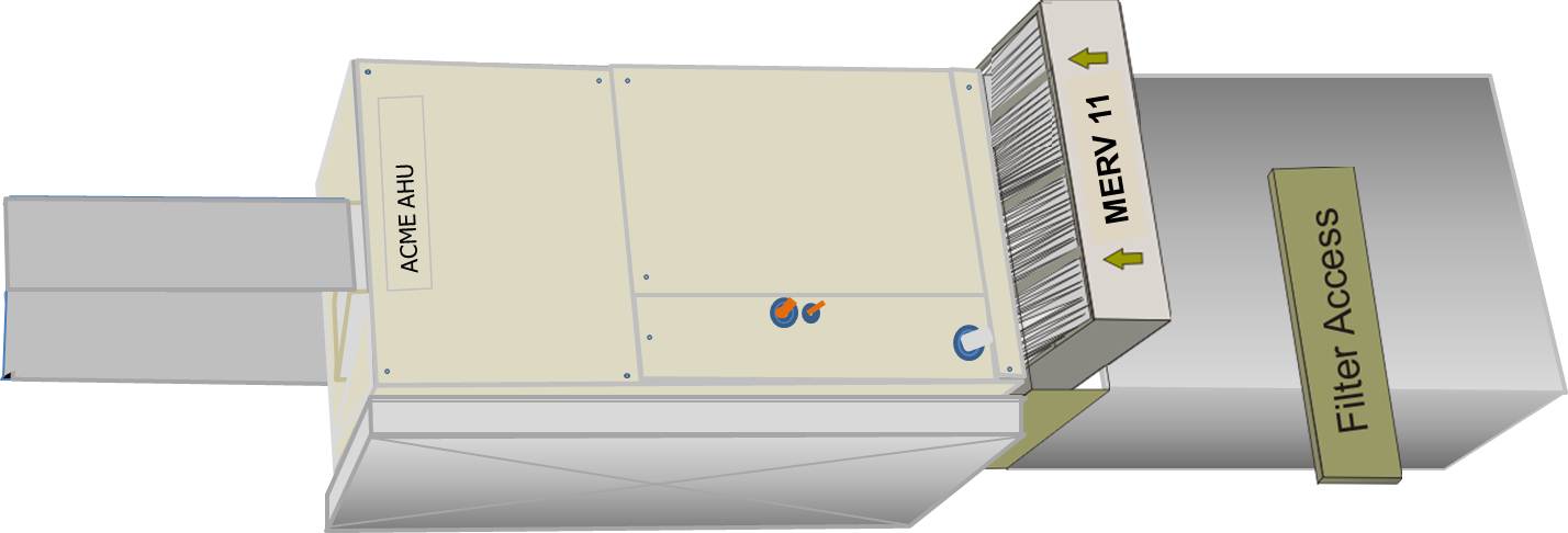 Size the filter box for the appropriate filter, according to ACCA Manual D, taking into account pressure drop across the system.