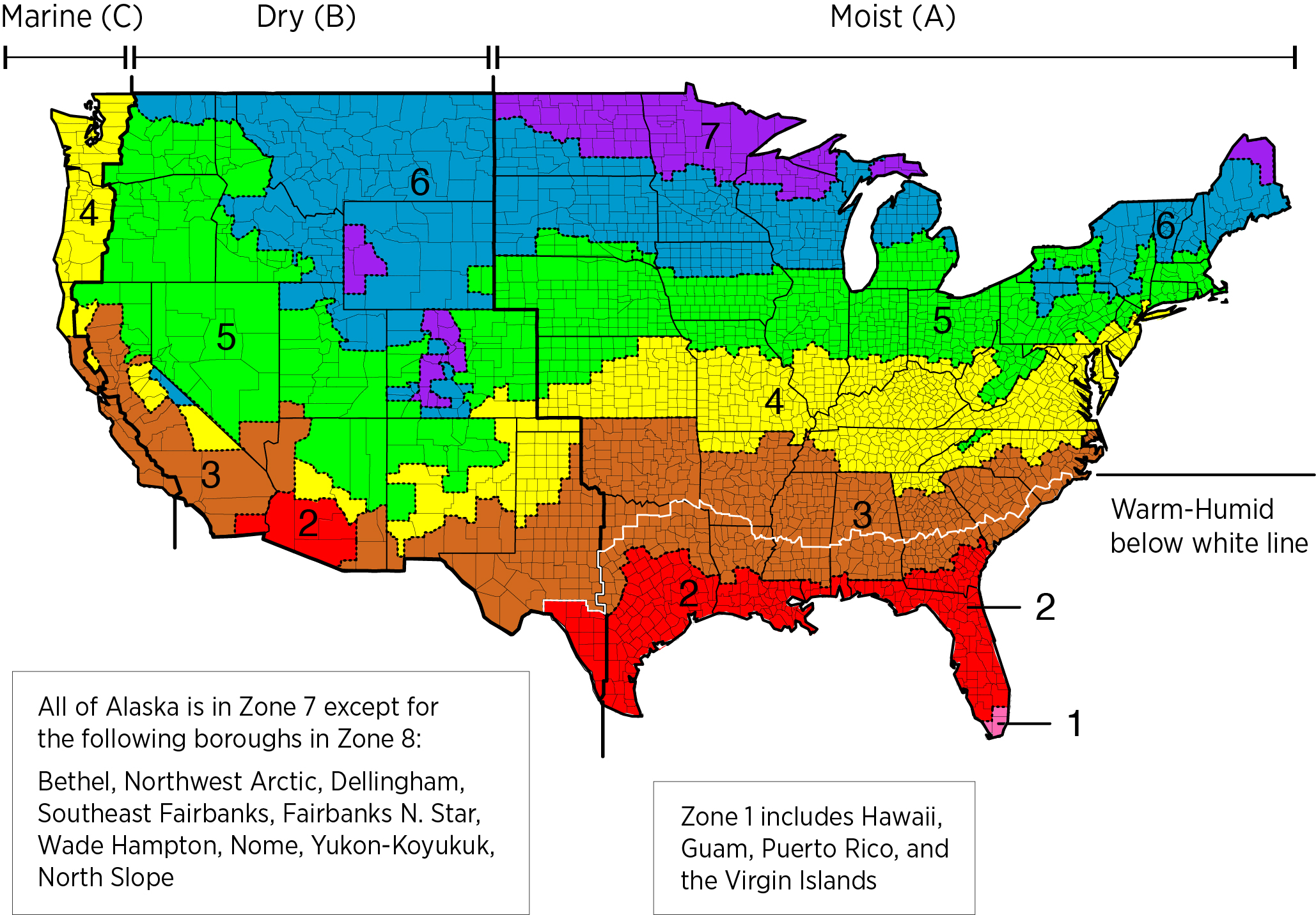 Climate Zone Map from IECC 2021  Building America Solution Center