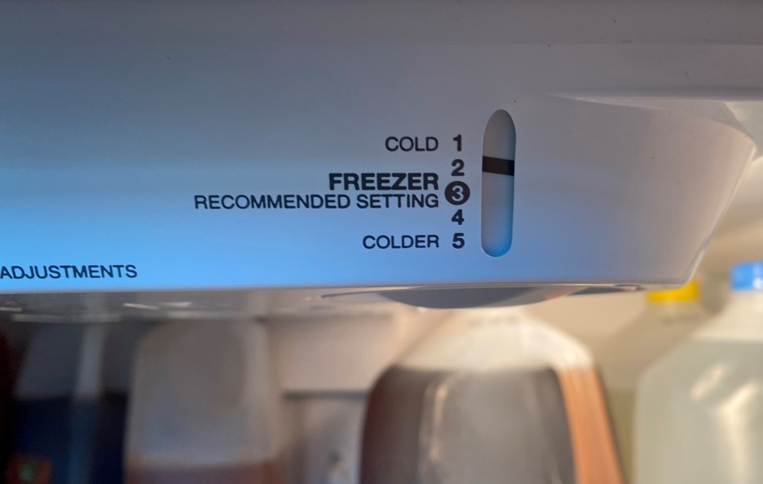 Cooling setting adjustments on a refrigerator allow the unit to be tuned to meet the target temperature for energy efficiency using a refrigerator thermometer as a gauge 