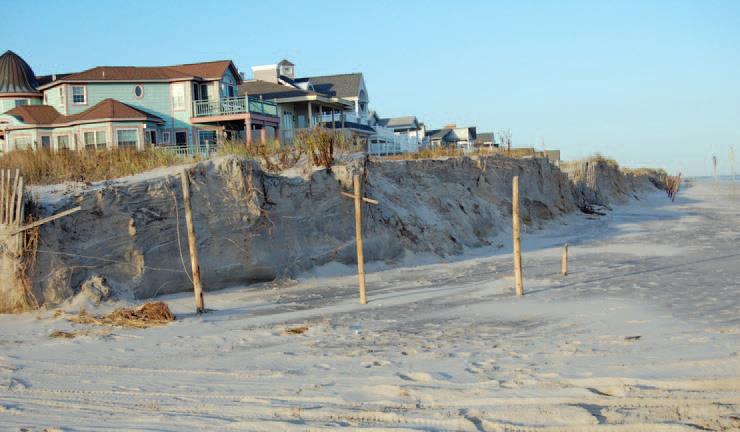 Dune erosion caused by the combination of a hurricane and a nor’easter in Ocean City, New Jersey.