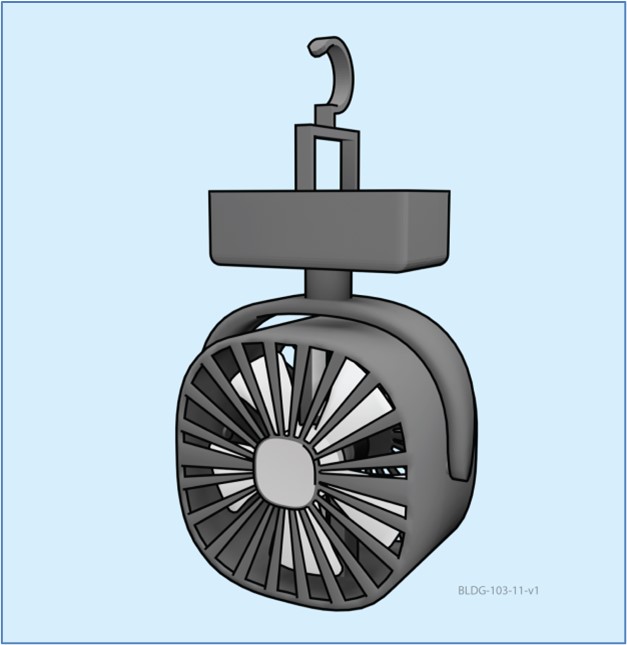 A variety of battery-powered fans can be used for a cool room without electric power; most charge off a USB charger so they can be solar charged