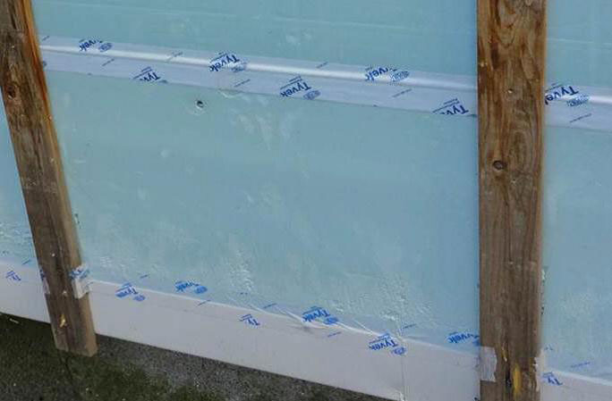 With a quality installation, tape can last a long time. This sheathing tape was applied 15 years ago.