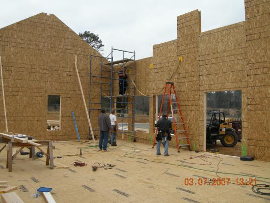 Walls are being assembled at this SIP house.