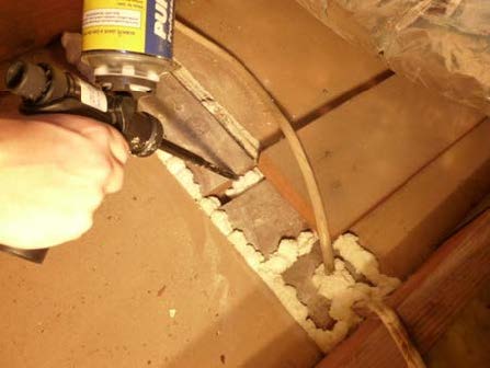 Use caulk, foam, or equivalent material to seal gap between common wall.