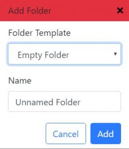 Add Folder dialogue form