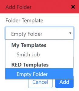 Add Folder dialogue form showing Folder Template options