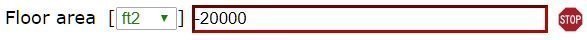 Example input with value out of allowed range - a stop-sign icon is displayed.