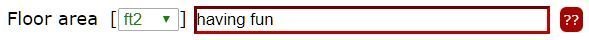 Example input with invalid value (text in a number field) - an error icon is displayed.