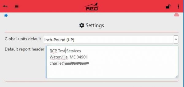 Settings page showing example configuration