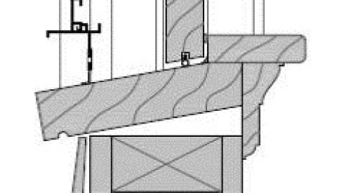 Window sill at wood frame wall 