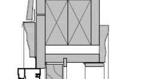 Window head at window frame wall