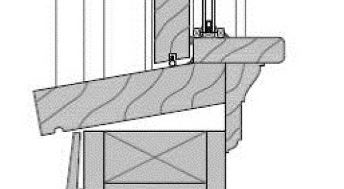 Window sill at wood frame wall