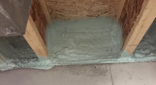 The builder used spray foam in difficult-to-air seal spots like the rim joists.
