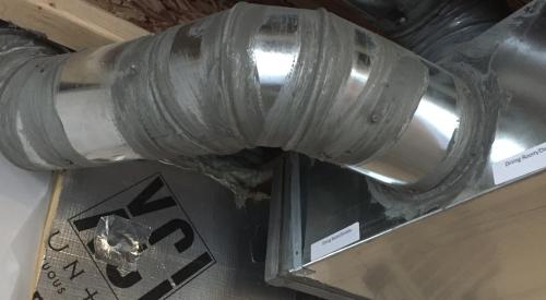 The seams in this HVAC duct are sealed with mastic.