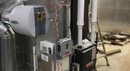 Right – All of the cabinet seams in this HVAC air furnace are sealed with an approved metal tape.