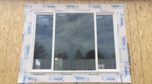 Wrong – The flashing tape was not installed with a roller to completely adhere it to the OSB sheathing surface.