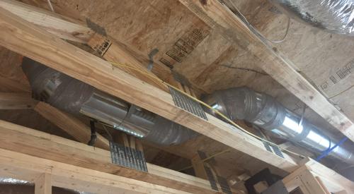 Right – The round metal ducts are sealed with mastic at all joints.