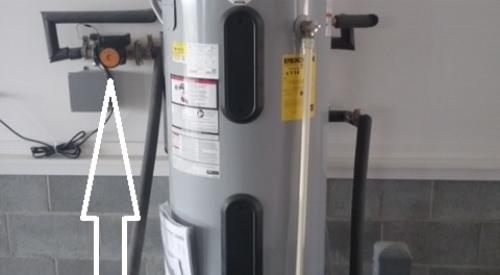 Right – The heat pump water heater is equipped with a recirculating pump to push hot water to distant fixtures.