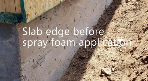 Right - The slab-edge insulation is finished with stucco.