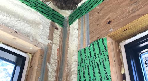 Right – All wood-to-wood joints are air-sealed with caulk or tape.
