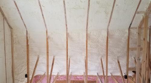 Right – Spray foam insulates the unvented attic.