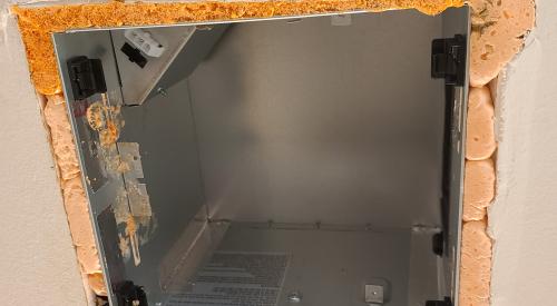 Larger gaps can be filled with rigid foam which is spray foamed into place
