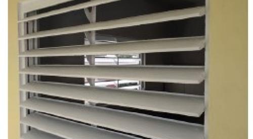 Right – This aluminum jalousie window provides solar control while allowing view and ventilation. 