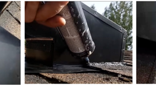 Apply roof sealant along the top edge and sides of the vent and use sealant to cover any exposed roof nails 