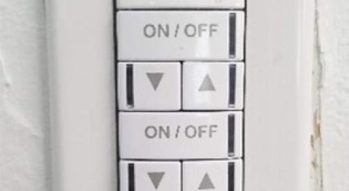 This manual dimmer switch controls the lighting output of multiple fixtures to save energy.