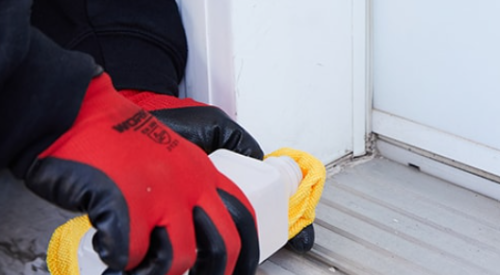 Clean exterior seams with rubbing alcohol prior to applying caulk. 