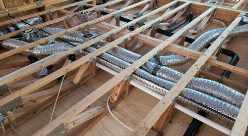 Right - Duct runs are straight with gradual bends; joints are well sealed.