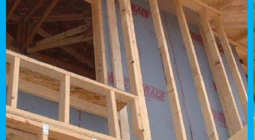 Right – Air barrier is installed between double wall framing