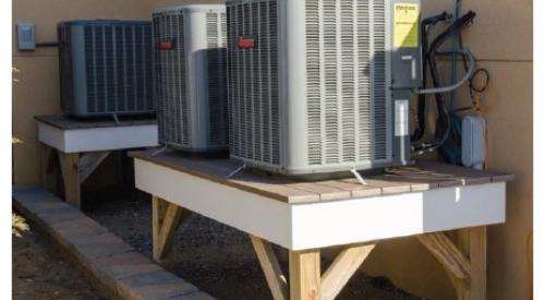Right - Elevate HVAC equipment on platforms to protect it from flood damage.