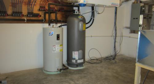 The ultra-efficient ground-source heat pump provides the home with forced-air heating and cooling, and hot water.