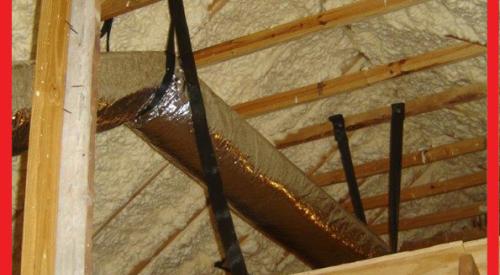 Duct lacks adequate support to carry the weight so the few straps are pinching the duct